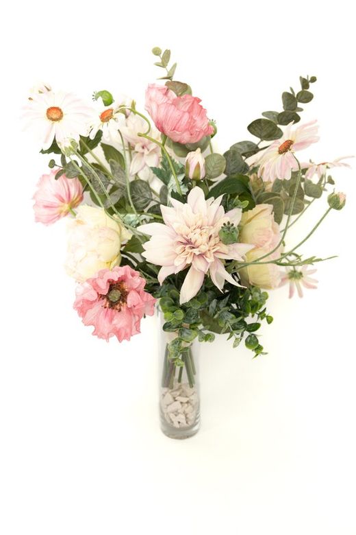 Increíble ramo de flores artificiales con amapolas y rosas artificiales