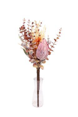 Instenso Bouquet artificial en tonos burdeos con Protea