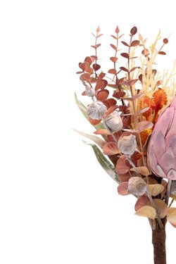 Instenso Bouquet artificial en tonos burdeos con Protea