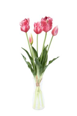 Intenso ramillete de tulipanes artificiales rosas