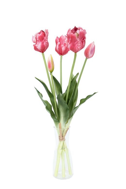 Intenso ramillete de tulipanes artificiales rosas