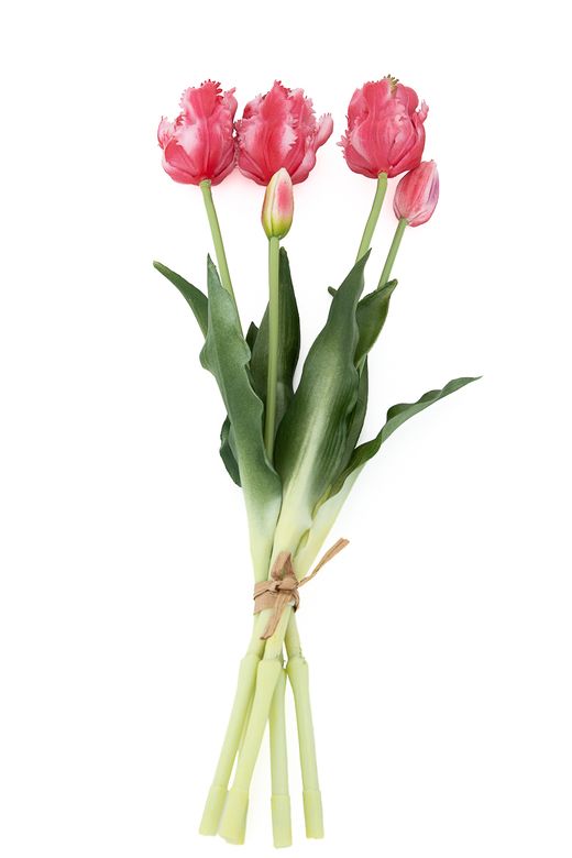 Intenso ramillete de tulipanes artificiales rosas
