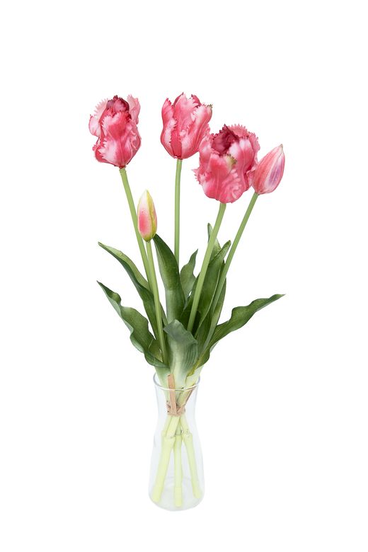 Intenso ramillete de tulipanes artificiales rosas
