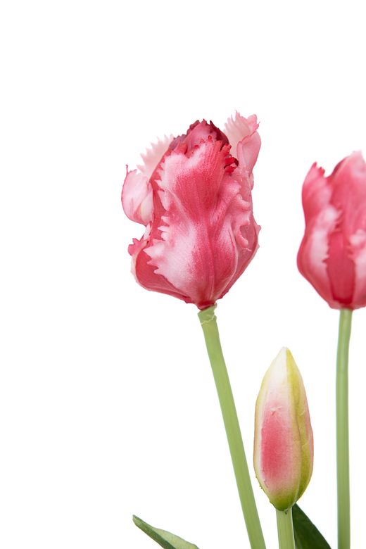 Intenso ramillete de tulipanes artificiales rosas
