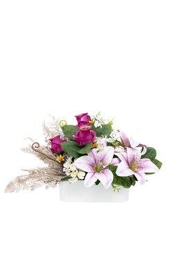 Jardinera floral de cementerio vibrante en fucsias