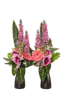 Luminoso arreglo floral para cementerio especial nichos y tumbas en color malva