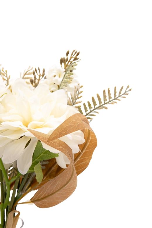 Luminoso bouquet artificial con Dahlias en color crema