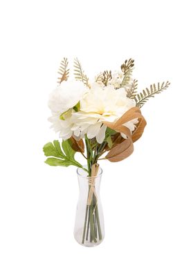 Luminoso bouquet artificial con Dahlias en color crema