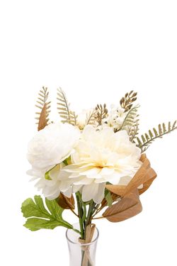Luminoso bouquet artificial con Dahlias en color crema