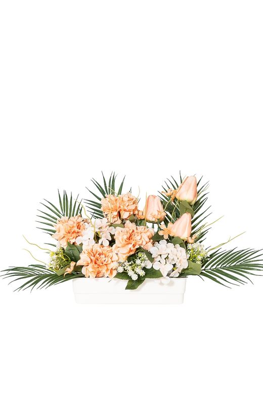 Luminoso centro de cementerio salmón y blanco