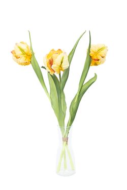 Luminoso ramillete de tulipanes artificiales amarillo claro