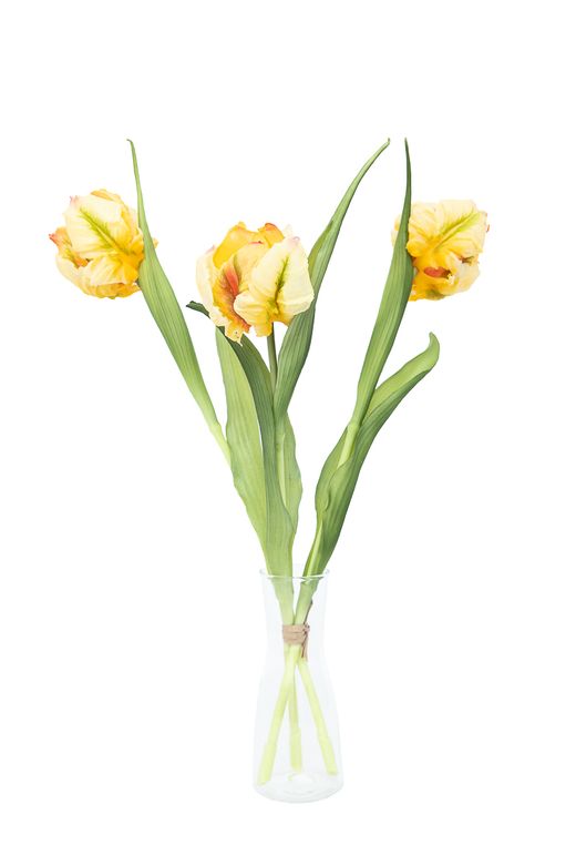 Luminoso ramillete de tulipanes artificiales amarillo claro