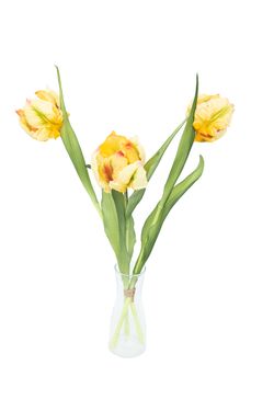 Luminoso ramillete de tulipanes artificiales amarillo claro