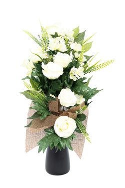Matizado ramo de cementerio en blanco y amarillo