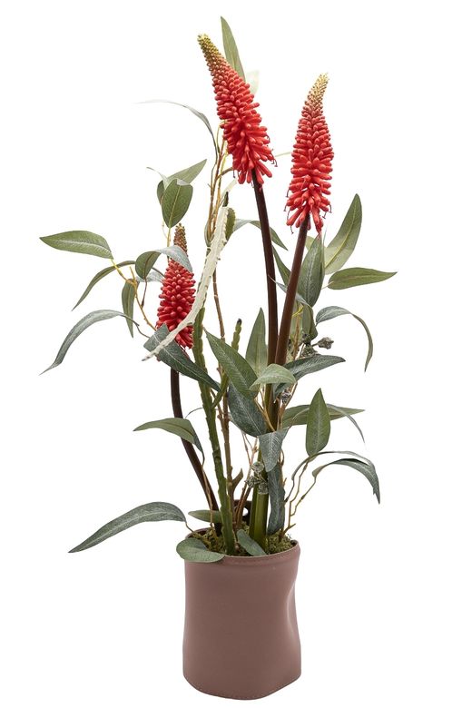 Minimalista centro floral con kniphofia