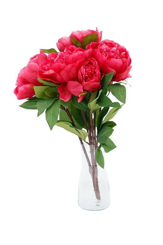 Opulento ramillete artificial de peonías rosas fucsia