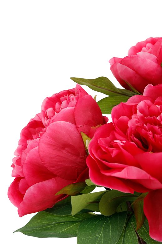 Opulento ramillete artificial de peonías rosas fucsia