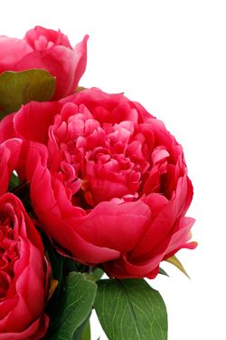 Opulento ramillete artificial de peonías rosas fucsia