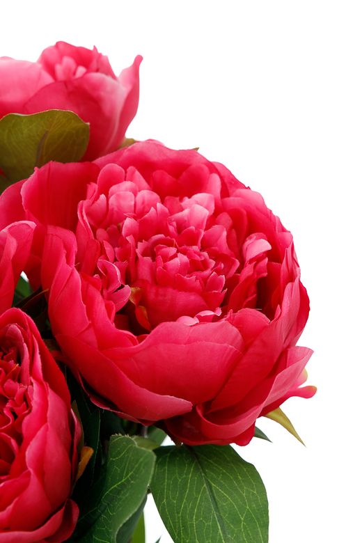 Opulento ramillete artificial de peonías rosas fucsia
