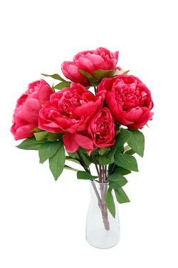 Opulento ramillete artificial de peonías rosas fucsia