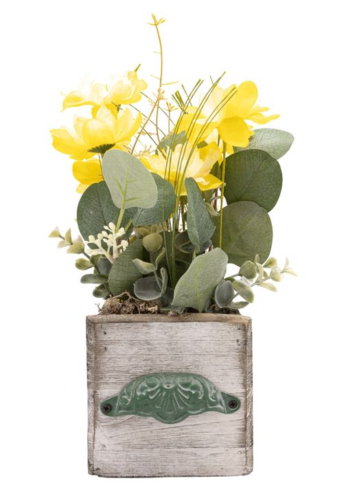 Original centro artifical en tonos amarillos y verdes