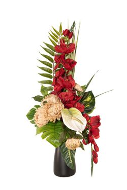 Otoñal arreglo de flores para cementerio en color granate y ocre