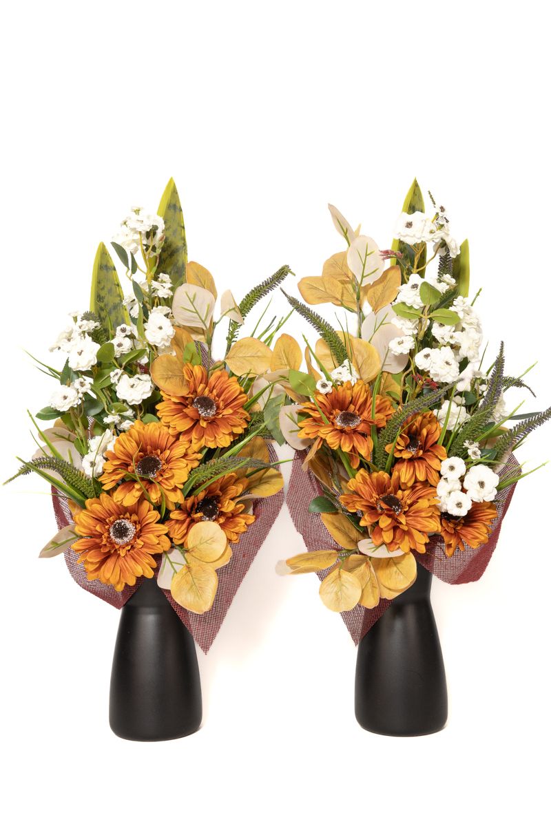 Otoñal ramo de flores artificiales para cementerio Lateral derecho