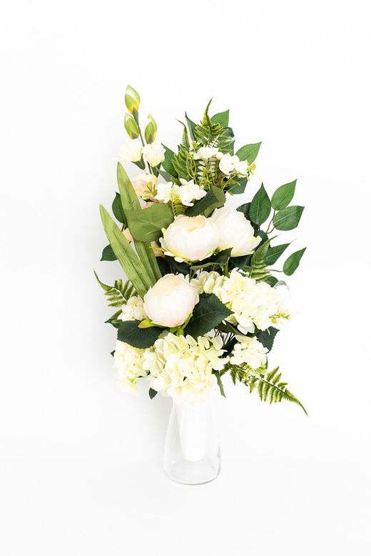 Buquê de cemitério de outono com rosas de jardim de outono em cor creme