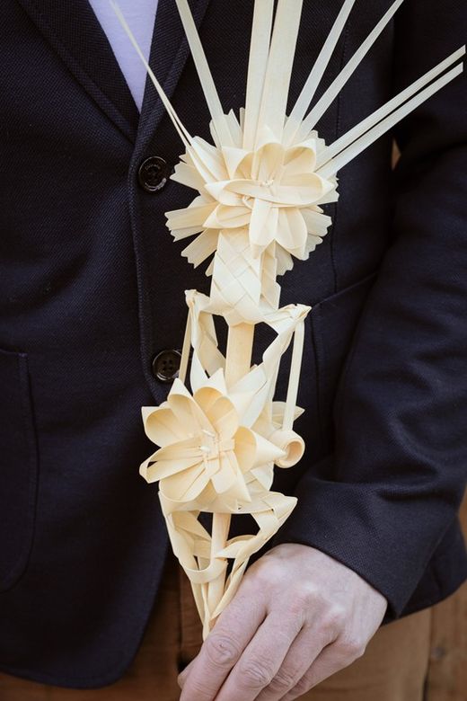 Palma Blanca para Domingo de ramos de 2 piso realizada con palma blanca de forma artesanal