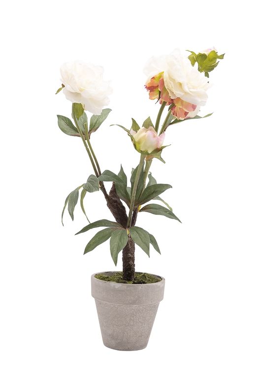 Elegante maceta de peonías artificiales