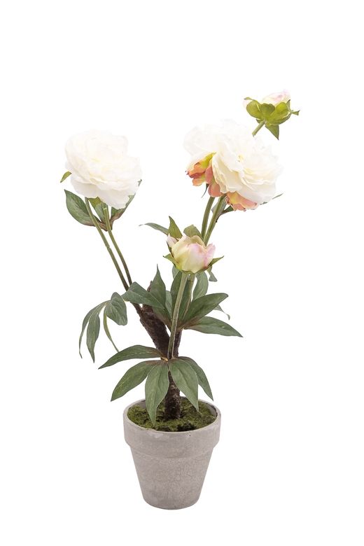 Elegante maceta de peonías artificiales