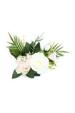 Pequeño centro floral de cementerio sutil en blancos y crema