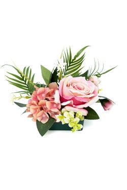 Pequeño centro floral elegante de cementerio en rosa y malva
