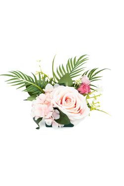 Pequeño centro floral vivaz de cementerio en fucsias y rosas