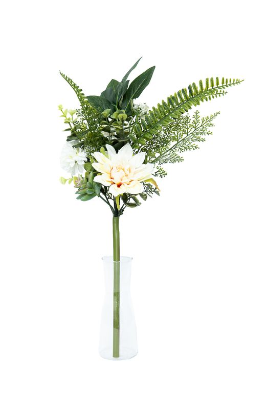 Pomo floral natural de cementerio con Dalia color crema