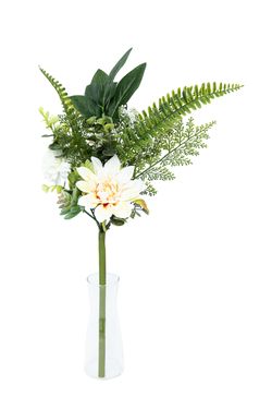 Pomo floral natural de cementerio con Dalia color crema