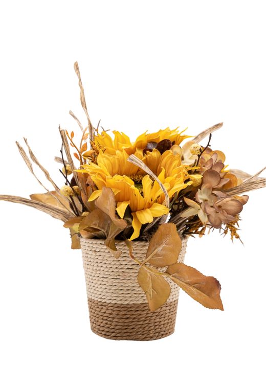 Radiante centro de girasoles artificiales