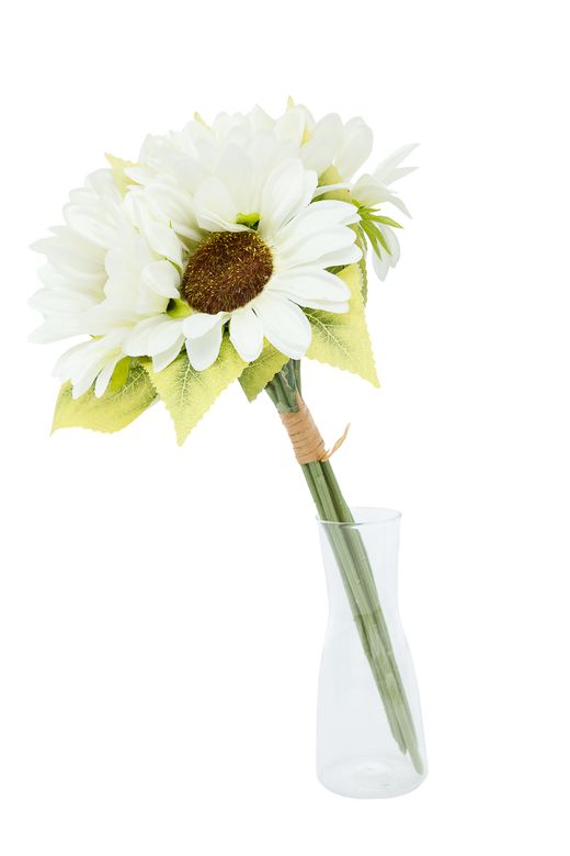 Radiante ramillete de girasoles blancos artificiales