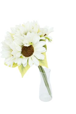 Radiante ramillete de girasoles blancos artificiales