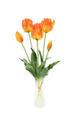 Ramillete cálido de tulipanes artificiales naranjas