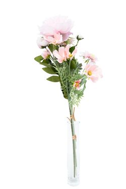 Ramillete delicado de peonía y ranúnculos rosados artificiales