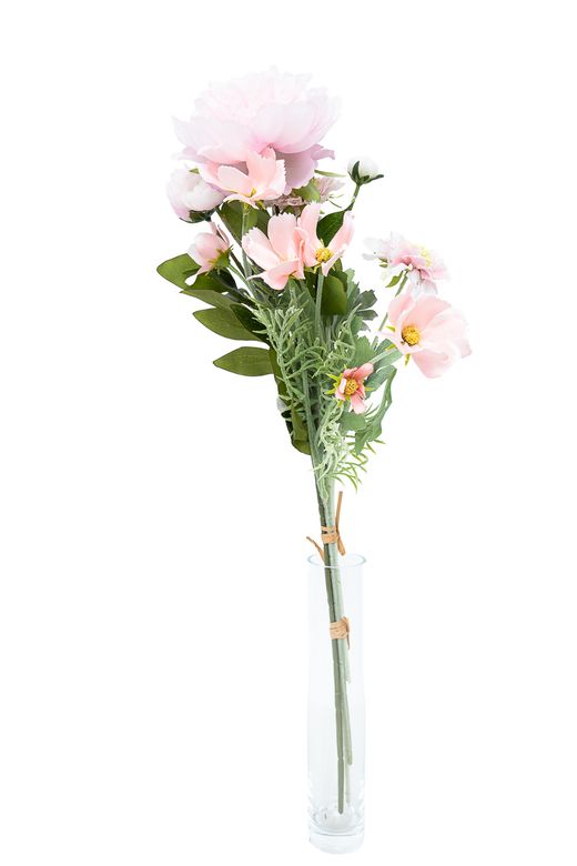 Ramillete delicado de peonía y ranúnculos rosados artificiales
