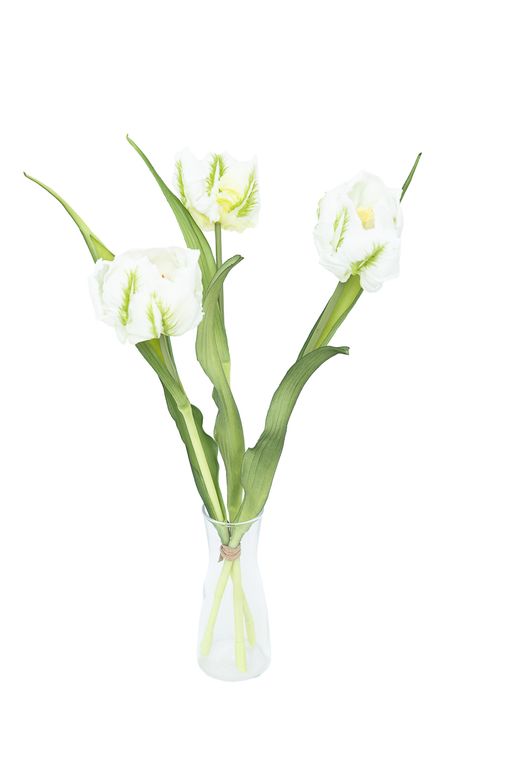 Ramillete elegante de tulipanes artificiales blancos