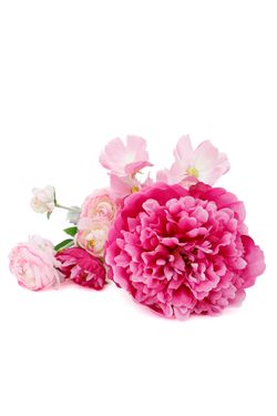 Ramillete intenso de peonía y ranúnculos fucsias artificiales