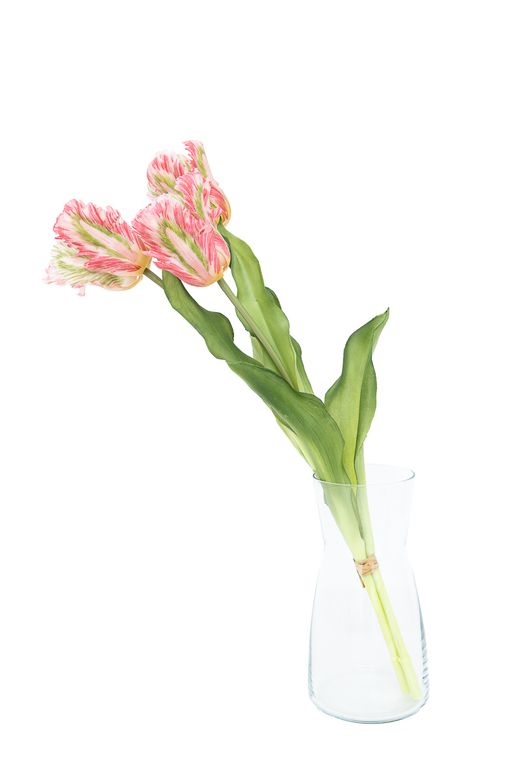 Ramillete original de tulipanes artificial bicolor rosa y verde