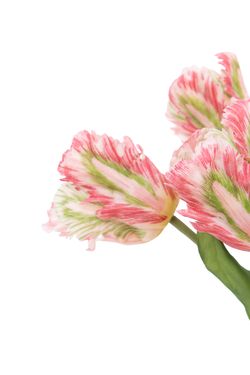 Ramillete original de tulipanes artificial bicolor rosa y verde