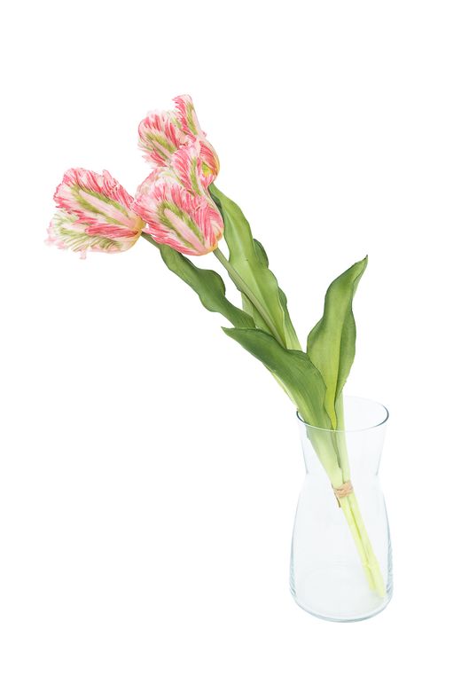 Ramillete original de tulipanes artificial bicolor rosa y verde