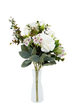 Ramillete puro de rosas blancas artificiales