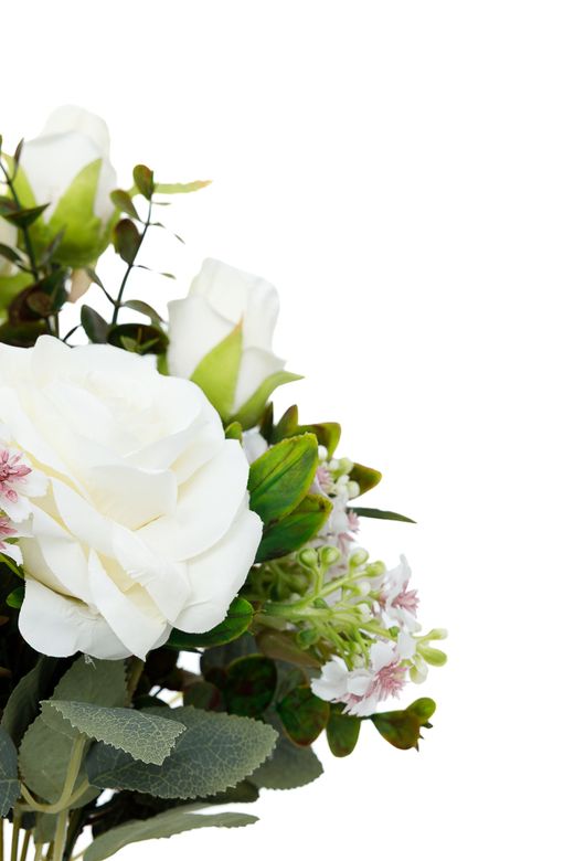 Ramillete puro de rosas blancas artificiales