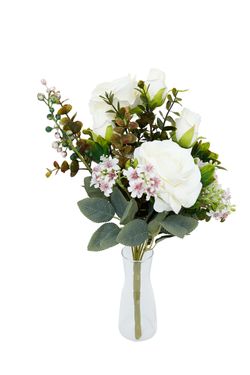 Ramillete puro de rosas blancas artificiales